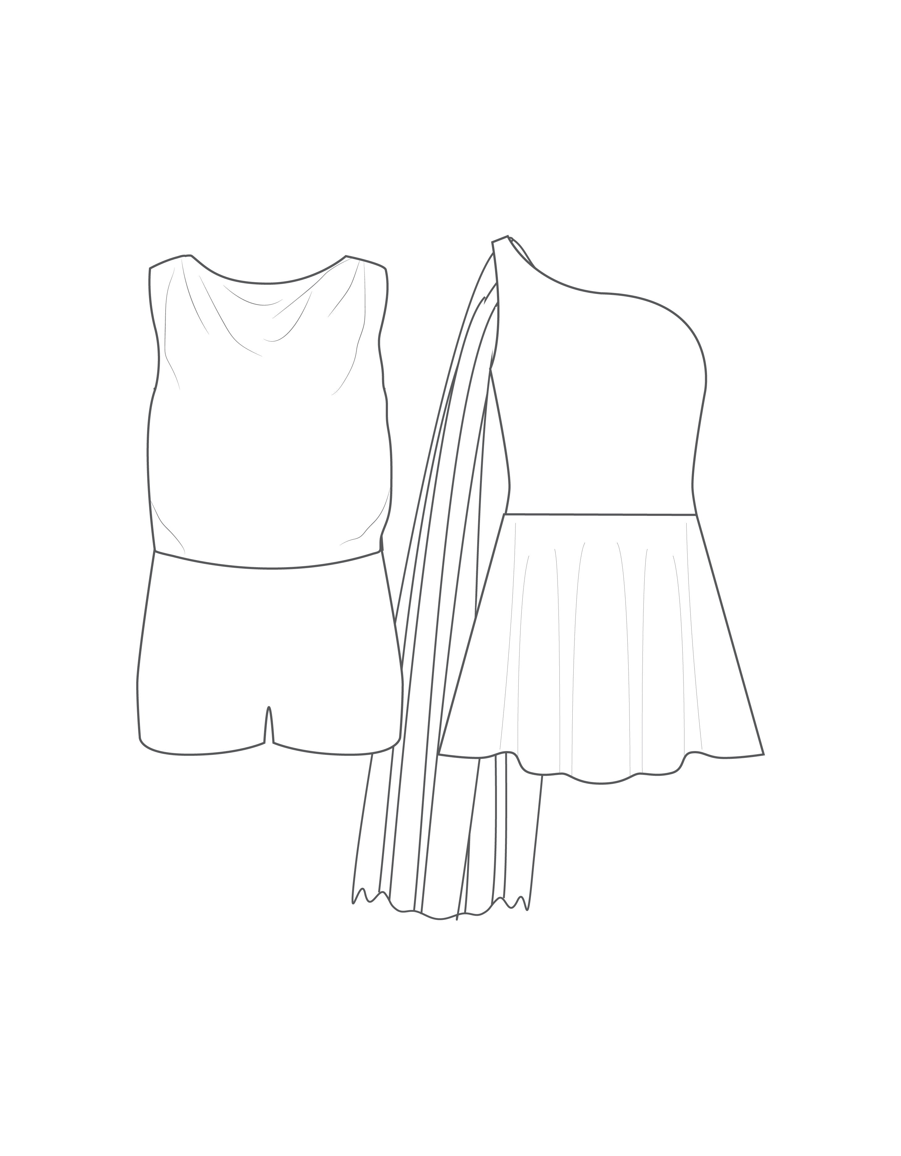 Custom Inked Convertible One Shoulder Biketard Dress w/ Sash - Lycra & Chiffon