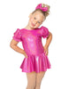 Solid Hologram Puff Sleeve Dress