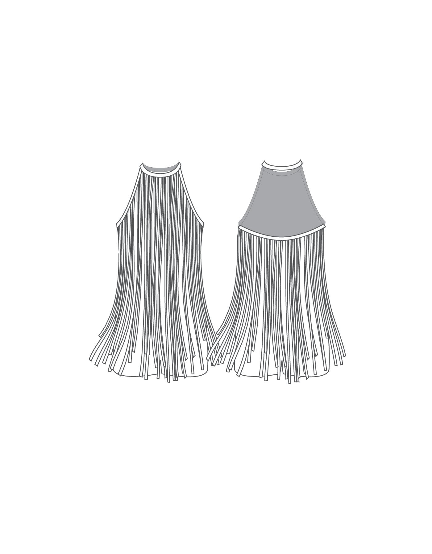 Custom Inked Halter Binding Fringe Dress - Hologram