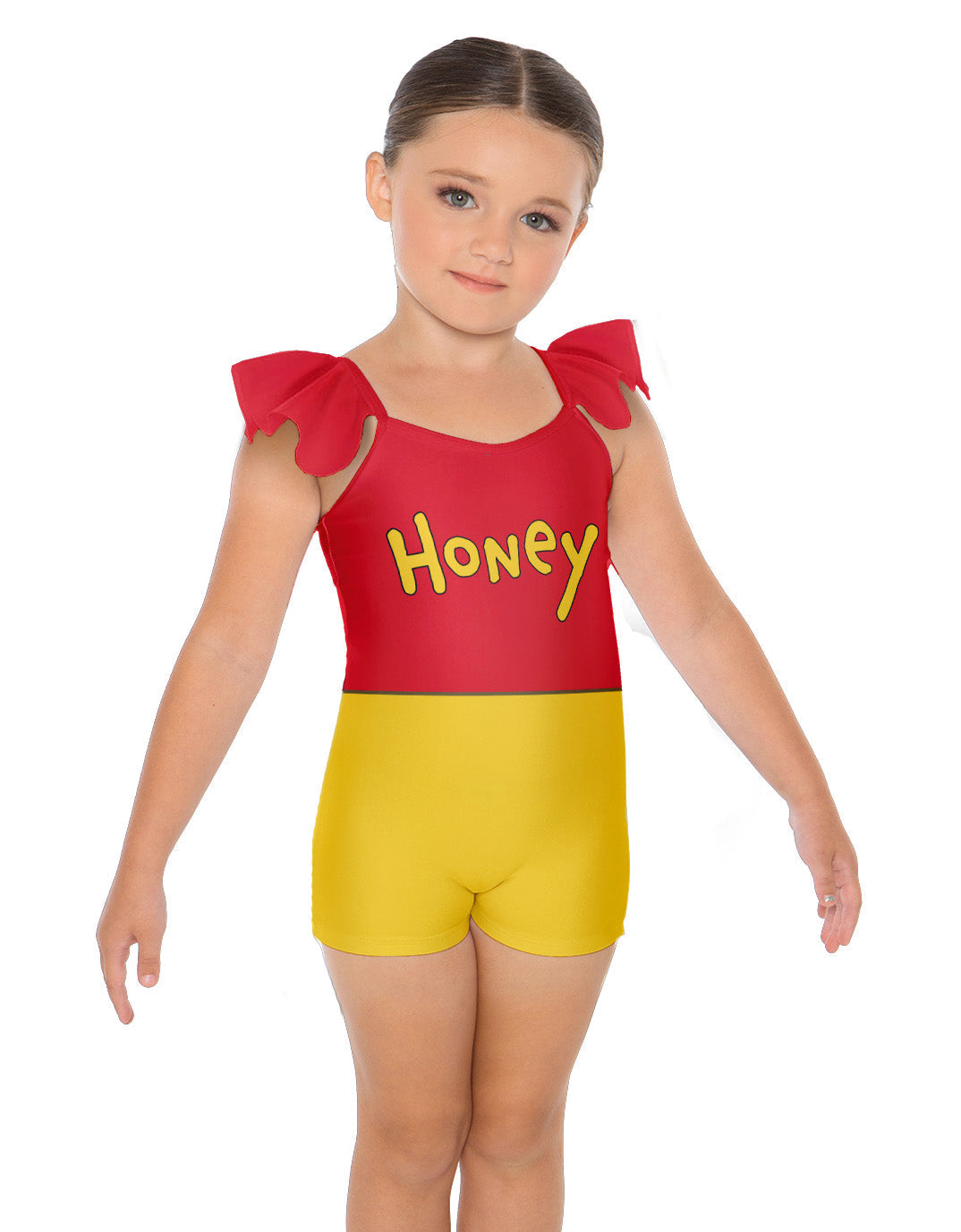 Little Pooh Bear Camisole Flutter Sleeve Biketard