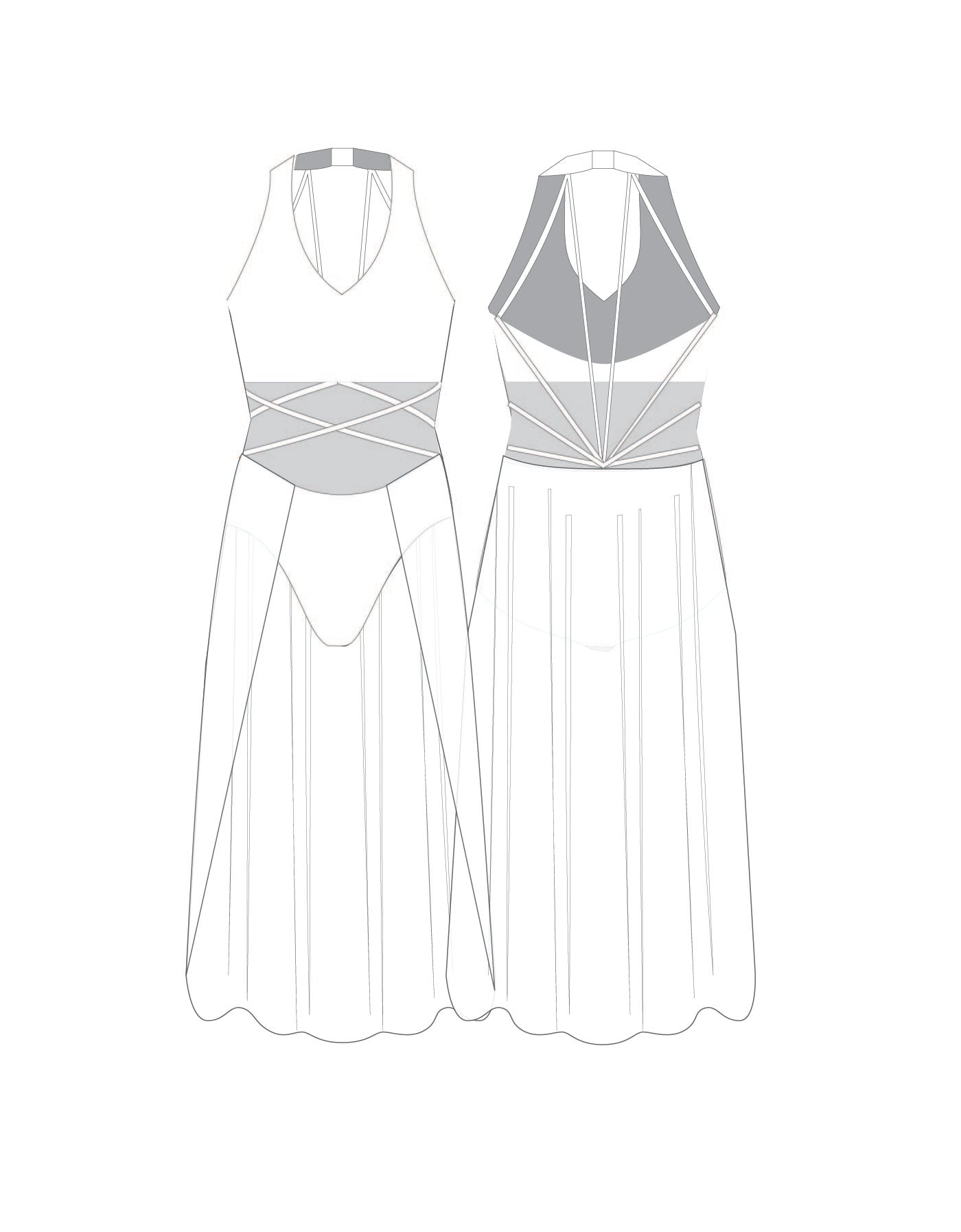 Custom Inked Vneck Mesh Dress - Lycra & Mesh