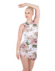 Pale Poppies Sleeveless Chiffon Rouched Dress With Leotard