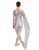 Fractal One Shoulder Leotard with Chiffon Sash