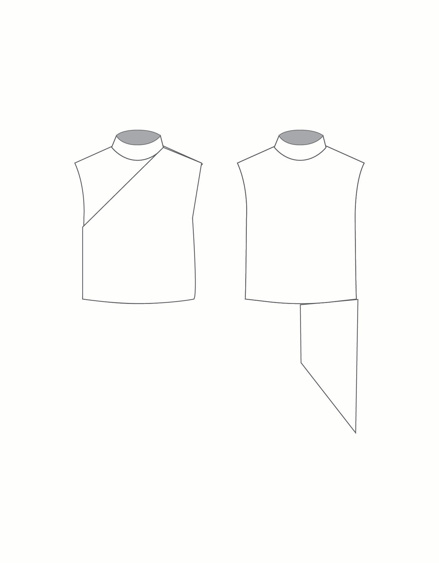 Custom Inked Asymetric Band Sleeveless Convertible Drop Shirt - Lycra