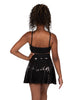 Liquid - Black Flat Sequin Pinch Scoop Neck Cami Crop