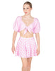 A Little Bit Country Peasant Sleeve Tie Up Crop Top