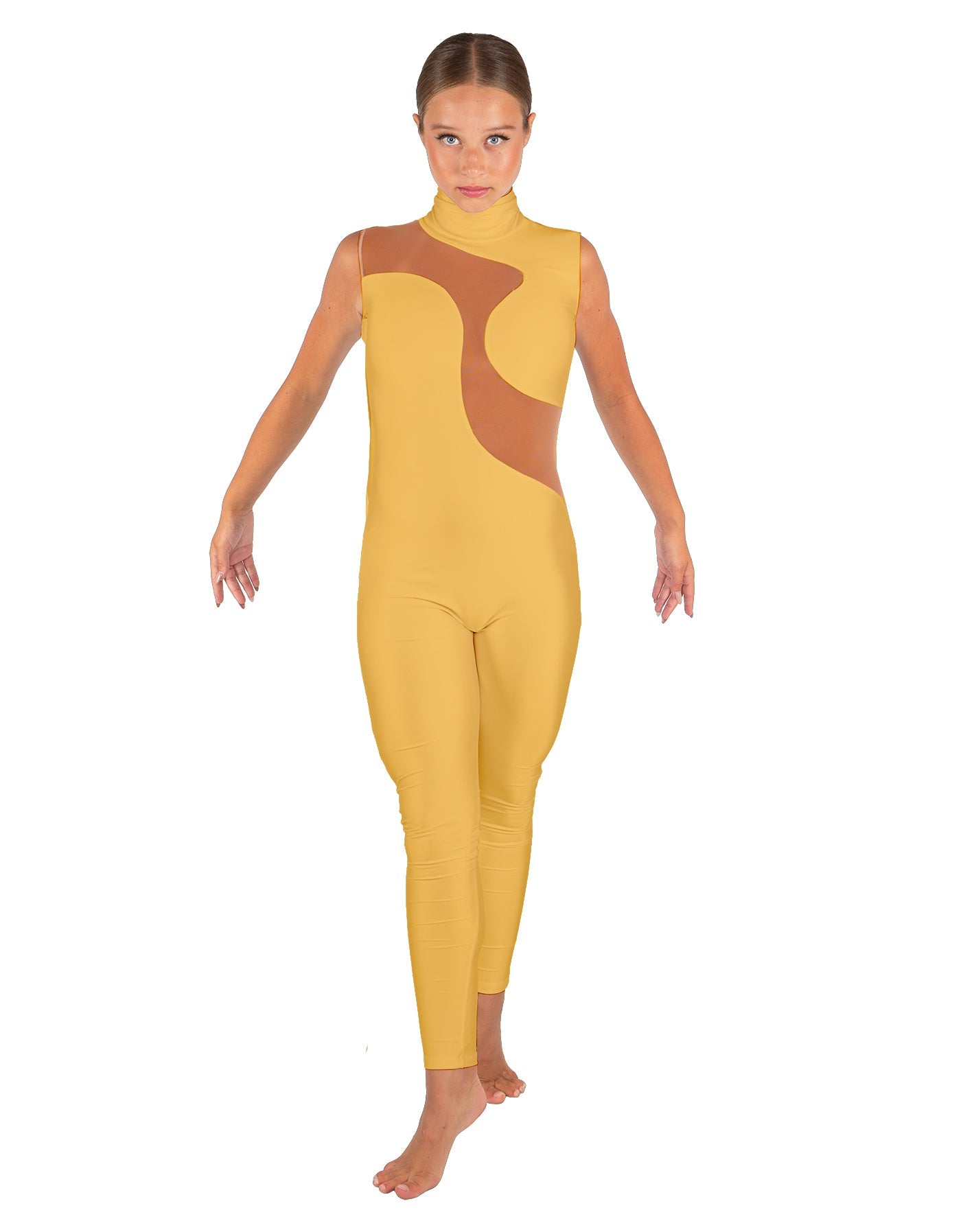 Solid Lycra Shadows Sleeveless TNeck Unitard