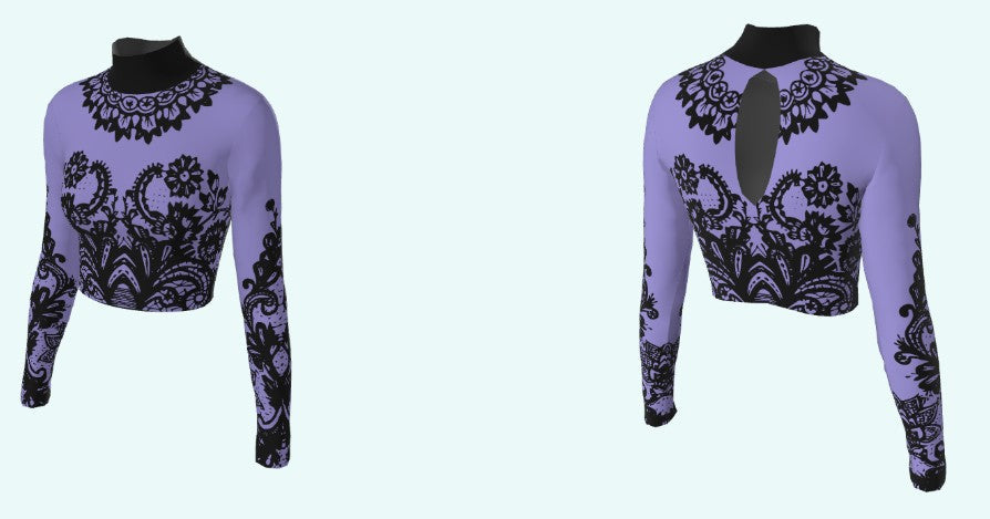 Custom Colour Vintage LS Tneck Keyhole Back Crop Top