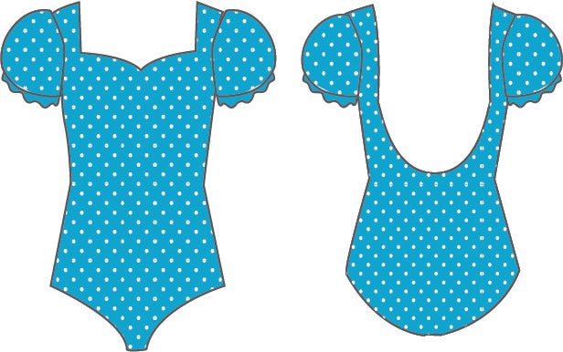 Custom Another Day of Sun Sweetheart Leotard with Puff Sleeve and Triangle Back