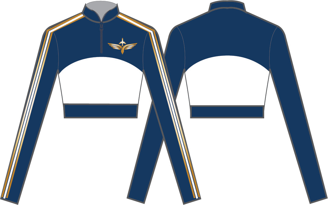 Custom Flight Attendants LS Tneck Zipper Front Crop Top