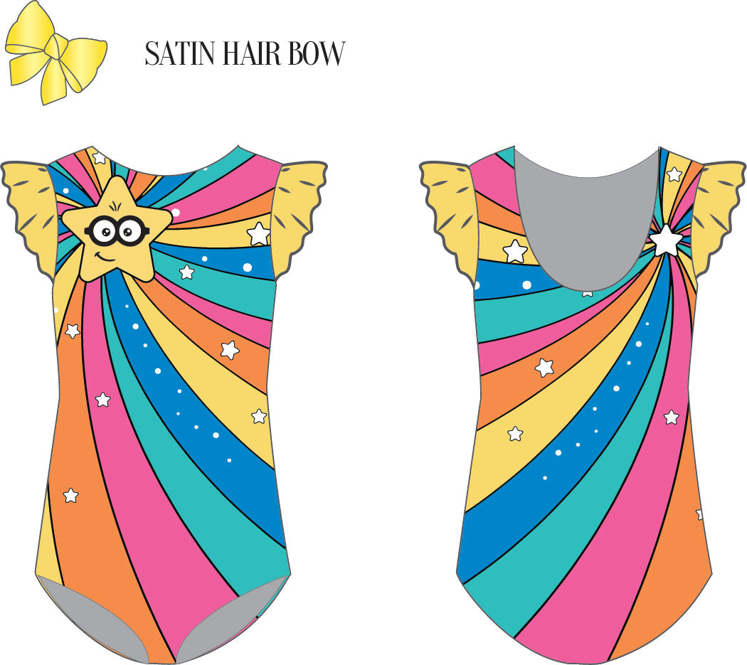 Custom PDA Minion - Swirling Stars Tank Gather Sleeve Leotard