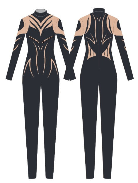 Evil LS Tneck Zipper Back Unitard