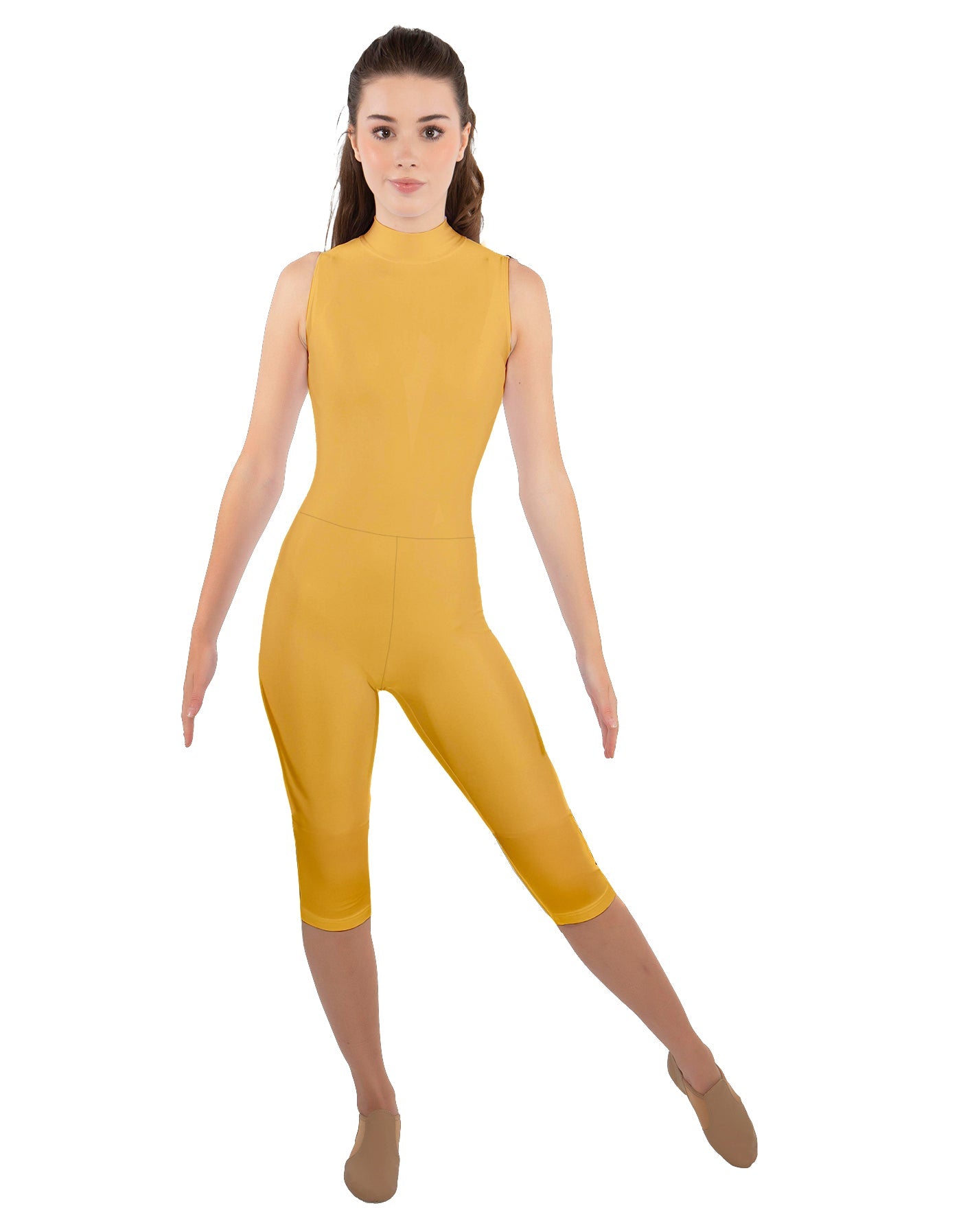 Solid Lycra Sleeveless Keyhole Back Capri