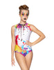 Paint Splatter Sleeveless Circle Back Leotard