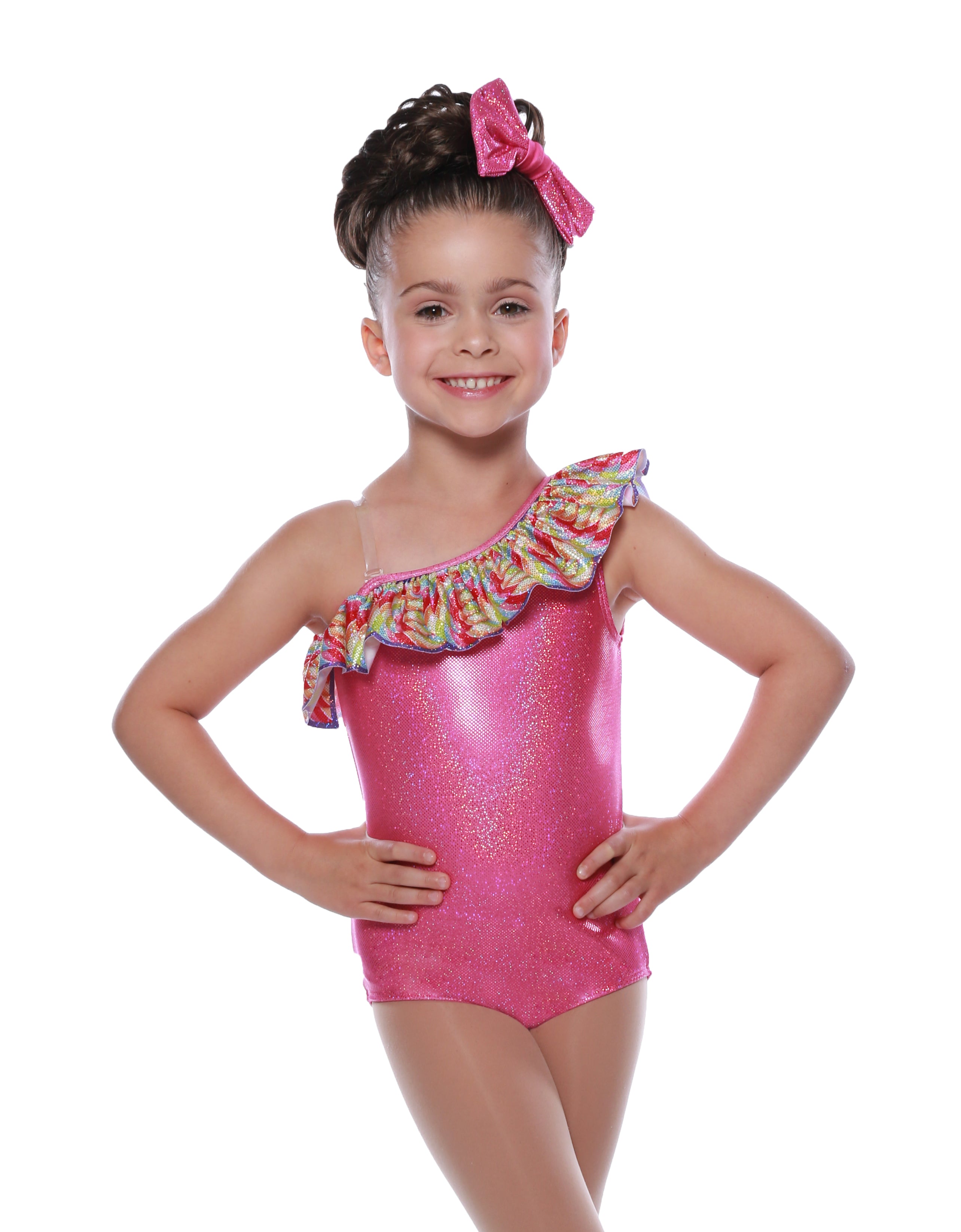 I Want Candy One Shoulder Leotard with Ruffle