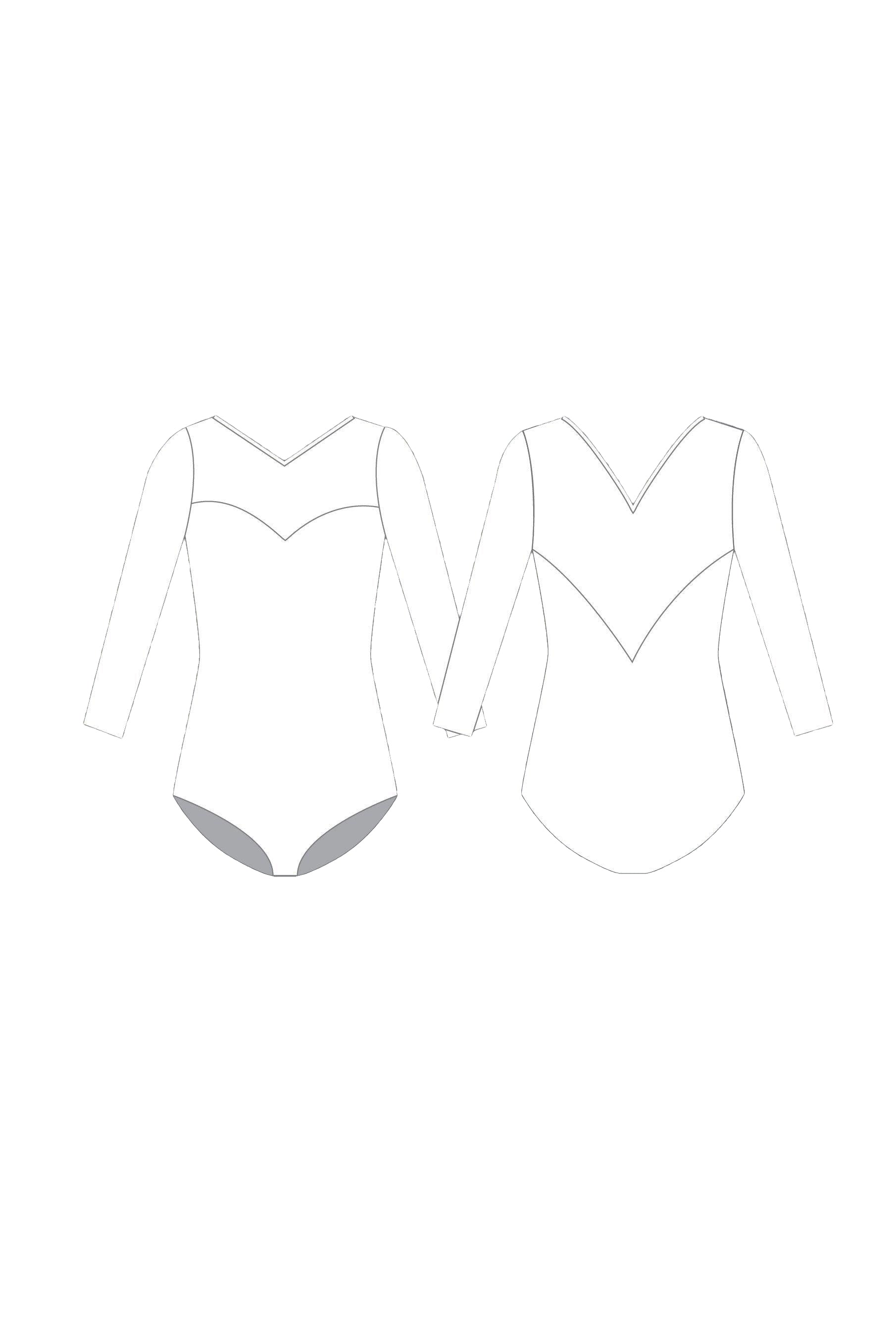 Custom Inked Sweetheart Leotard 3/4 Sleeves
