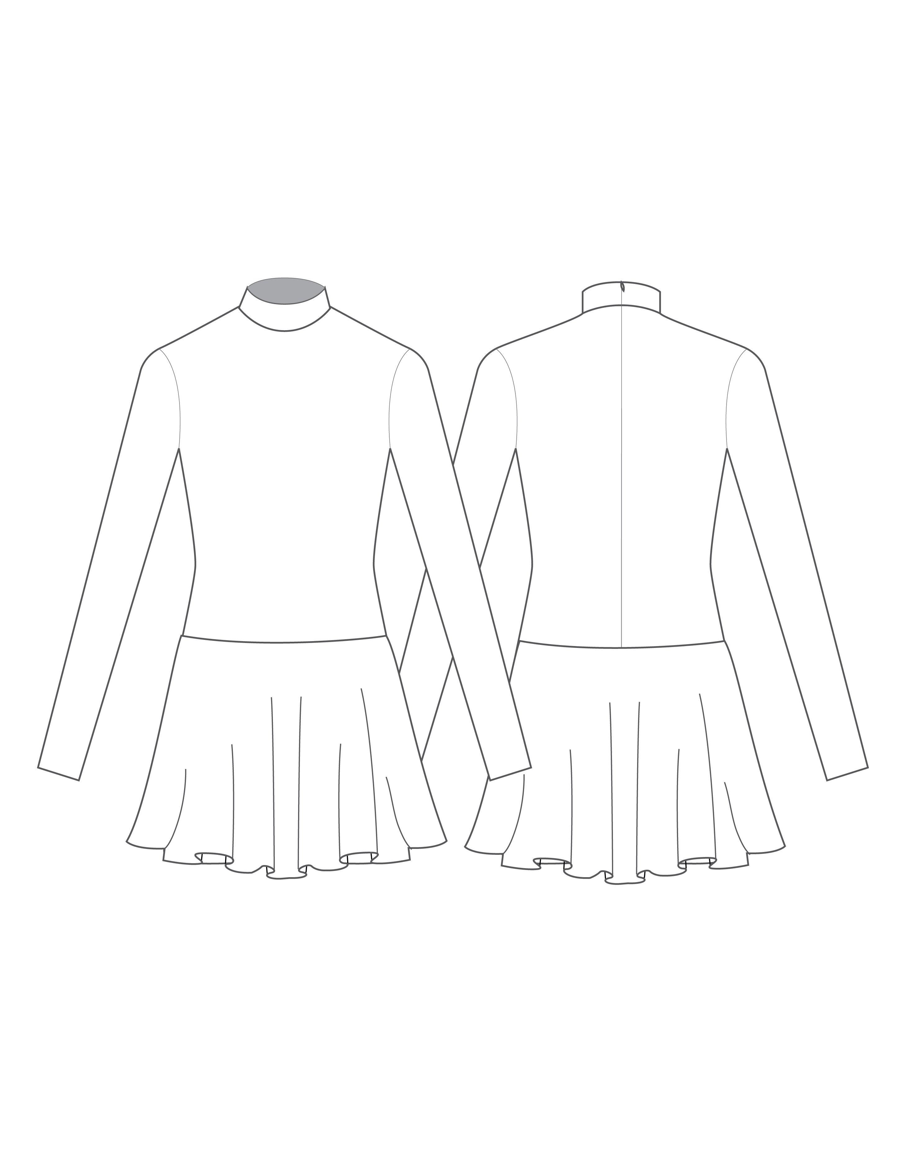 Custom Inked Lycra LS Tneck Zipper Back Biketard with Pleated Skirt - Hamilton Theatrical