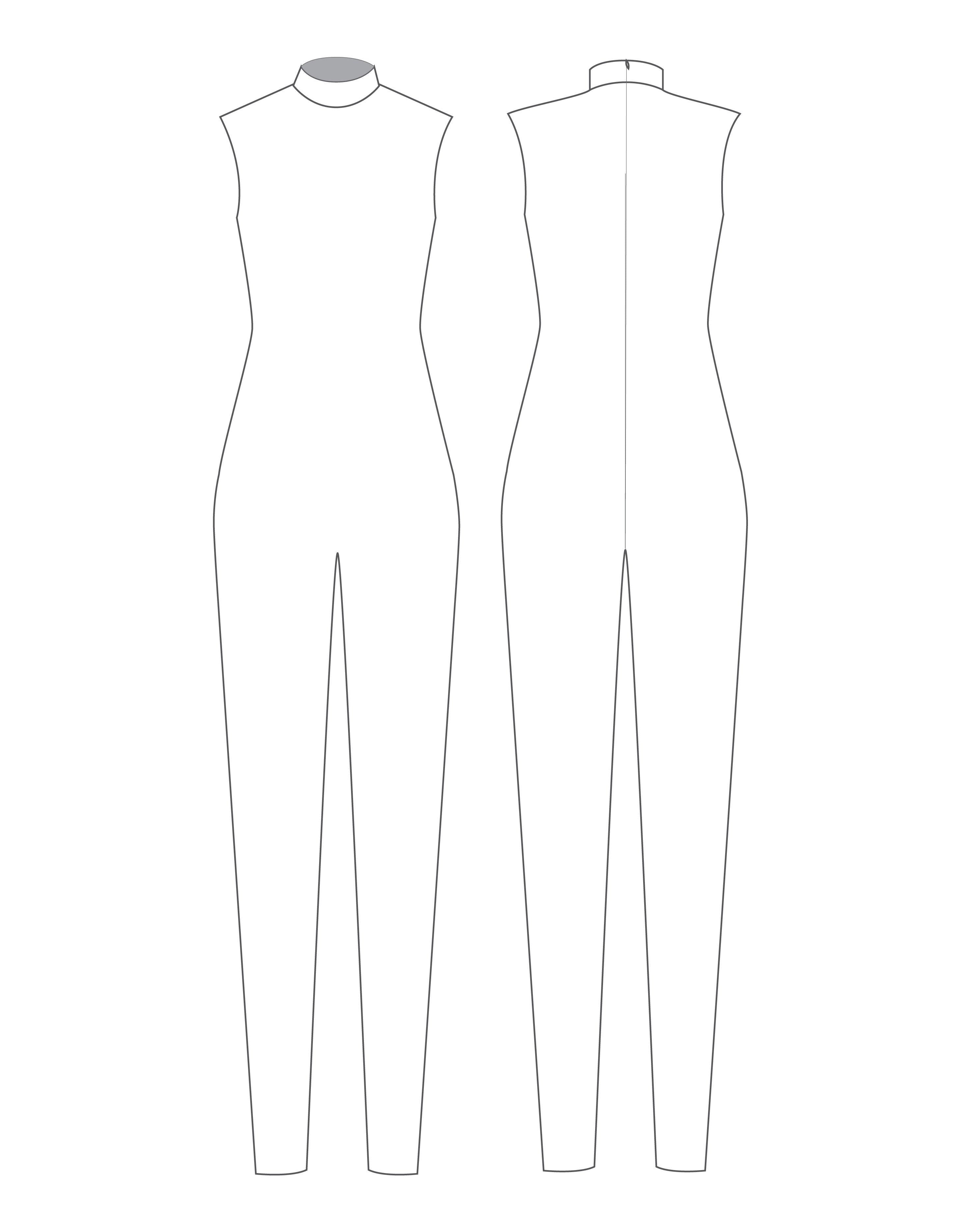 Custom Inked Lycra Sleeveless Tneck Zipper Back Unitard - Hamilton Theatrical