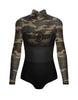 Army Camo Mesh LS Tneck Open Back Leotard with Lycra Bandeau/Panty - Hamilton Theatrical