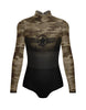 Army Camo Mesh LS Tneck Open Back Leotard with Lycra Bandeau/Panty - Hamilton Theatrical