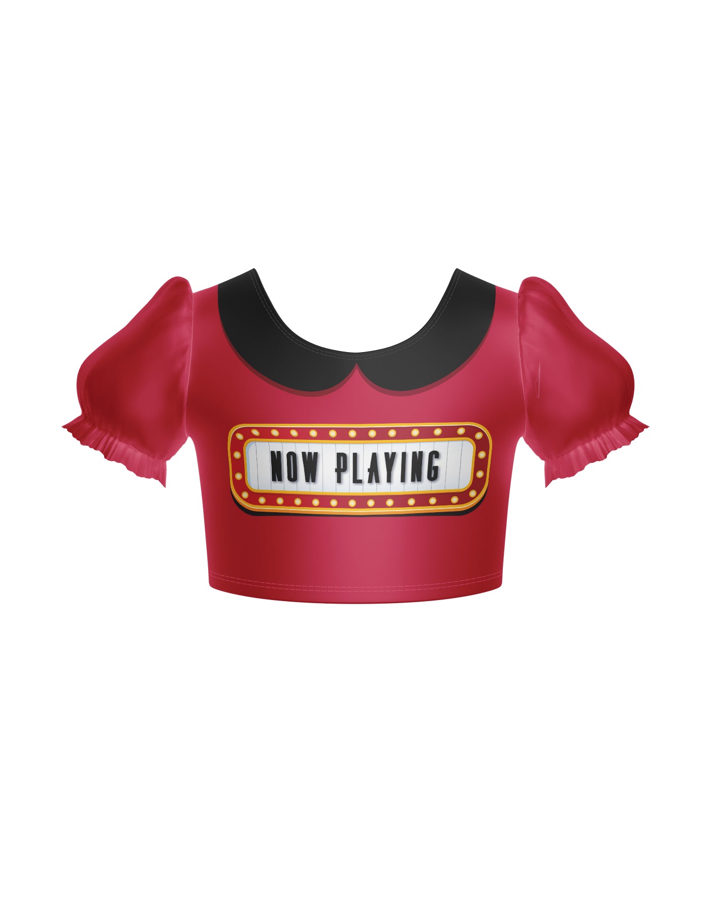 Movie Night Film Reel Puff Sleeve Crop Top