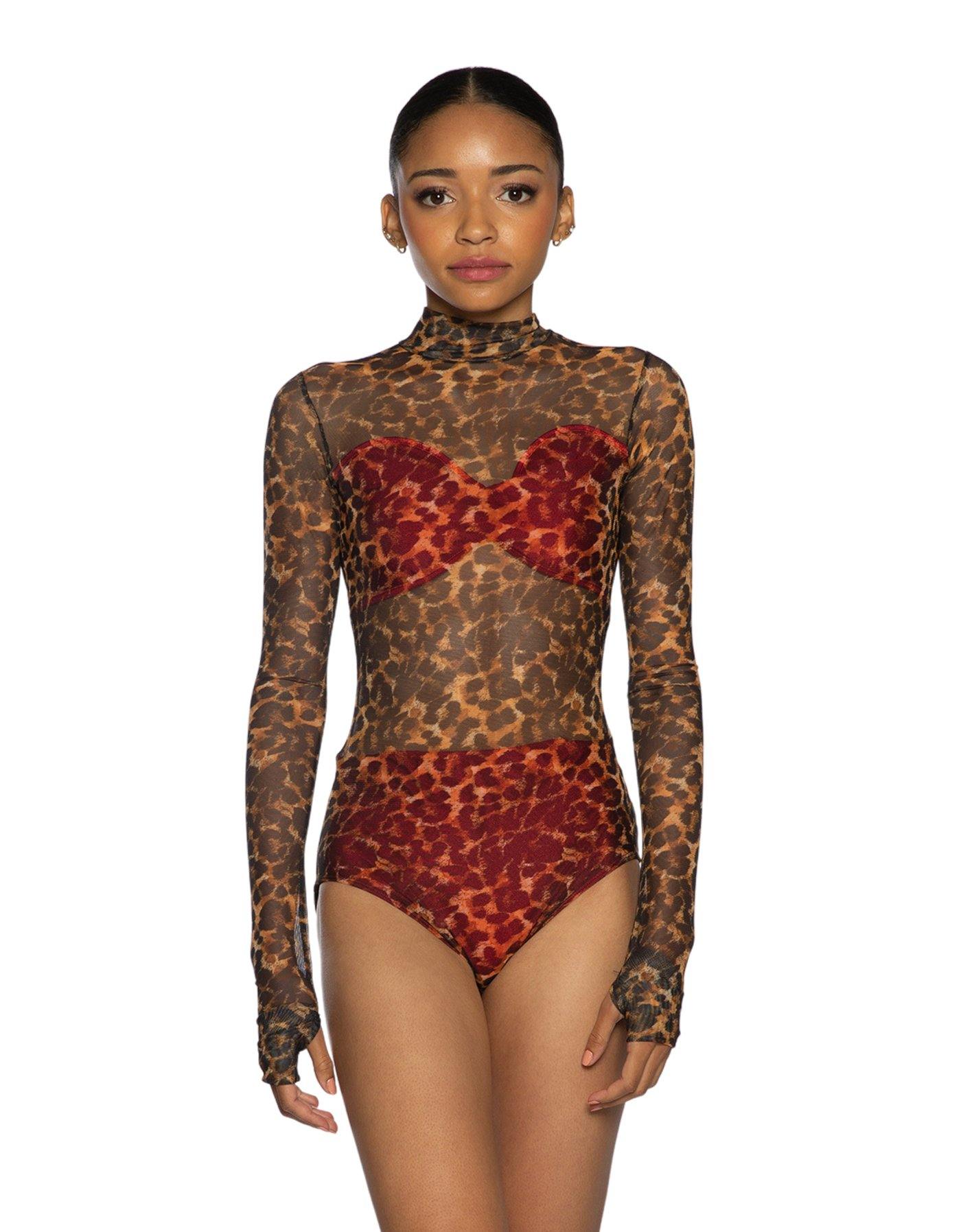 Fierce LS Mesh Leotard with Printed Bandeau and Panty - Hamilton Theatrical